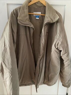 Columbia Men's Taupe Brown Fleece-Lined Puffer Jacket